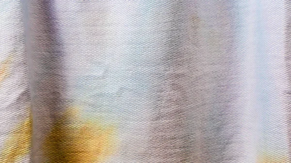 Witte Stof Textuur Met Geel Blauw Patroon Als Achtergrond — Stockfoto