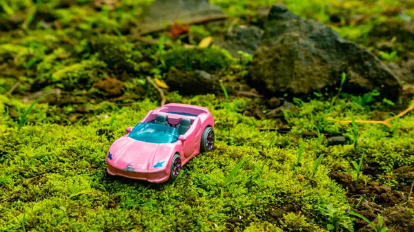 Minahasa Indonésia Sábado Dezembro 2022 Carro Brinquedo Terra Musgo Verde — Fotografia de Stock