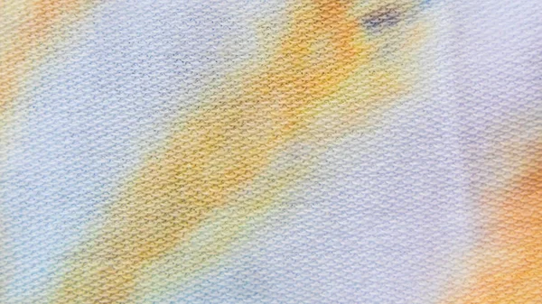 Textura Tecido Branco Com Padrão Amarelo Azul Como Fundo — Fotografia de Stock