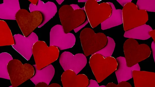 Corazones Coloridos Sobre Fondo Negro Para Día San Valentín —  Fotos de Stock