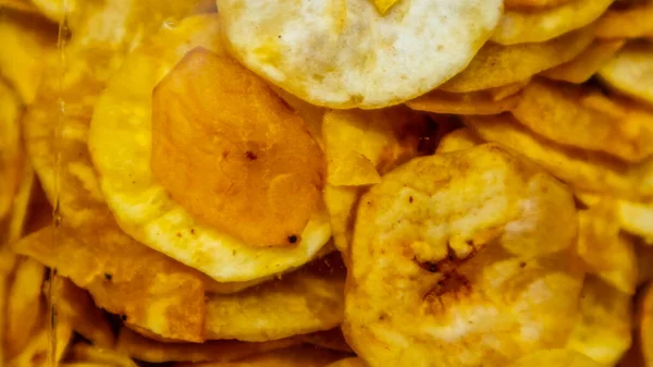 Pile Delicious Chips Background — Stock Photo, Image