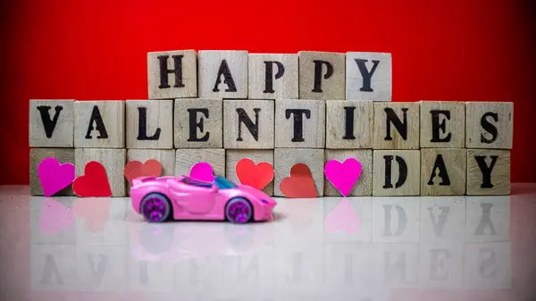 Minahasa Indonesia Enero 2023 Feliz Día San Valentín Bloques Madera —  Fotos de Stock