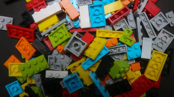 Plastic Toy Blocks Black Background — Stock Photo, Image