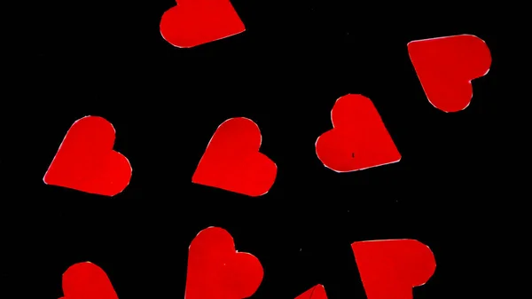 Coeur Rouge Sur Fond Noir Pour Saint Valentin — Photo