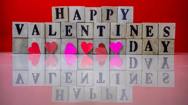 Happy Valentine Day Wooden Blocks — Stock Photo, Image