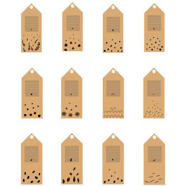 Büyük el çizimi Noel etiketleri. Vektör illüstrasyonu