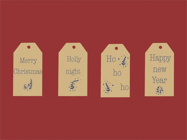 Etiquetas Craf Tags Definir Tema Natal Ilustração Vetorial — Vetor de Stock
