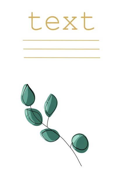 Okaliptüs kart vektör eli yeşil yapraklar çizdi. Vektör illüstrasyonu