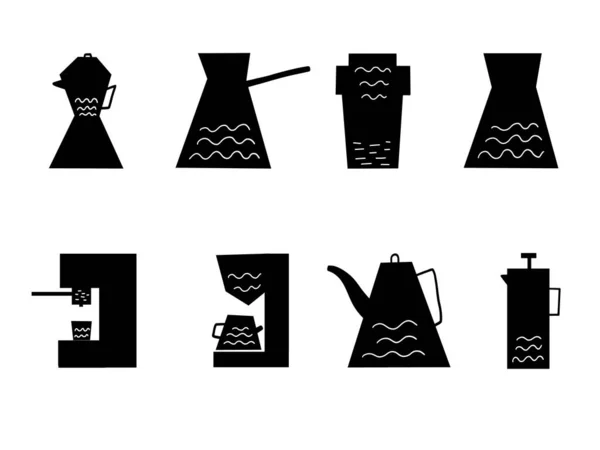 Kahve makineleri sabah kahvesi yapmak için. Vektör illüstrasyonu