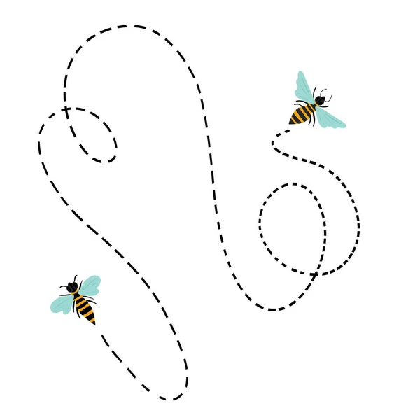 Летающая Пчела Траектории Векторная Иллюстрация — стоковый вектор