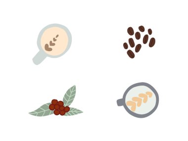 Kahve çekirdekleri ve fasulyeler. Vektör illüstrasyonu