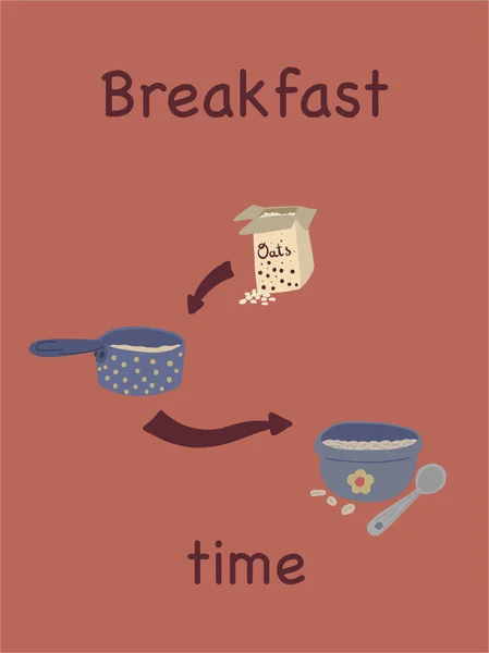 Porridge Set Infographic Flakes Matlagning Vektorillustration — Stock vektor