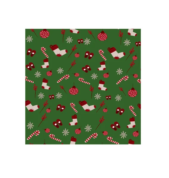 圣诞时标红色和绿色无缝背景 矢量说明 — 图库矢量图片