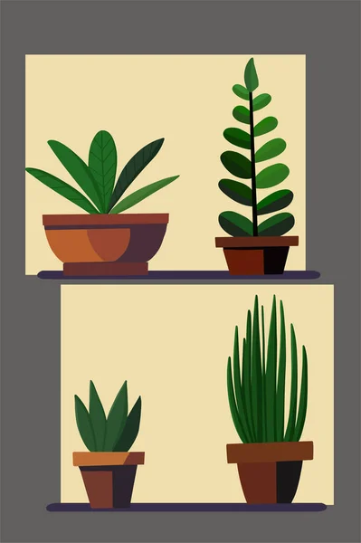 Vector Hand Drawn Pot Plant Vector Illustration — Stock Vector