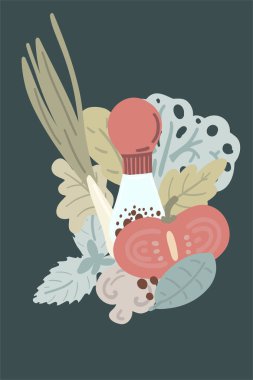 Elle çizilmiş yemek takımı. Vektör illüstrasyonu