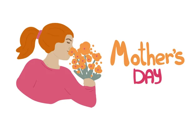 Muttertag Mit Frauen Und Blumen Vektorillustration — Stockvektor