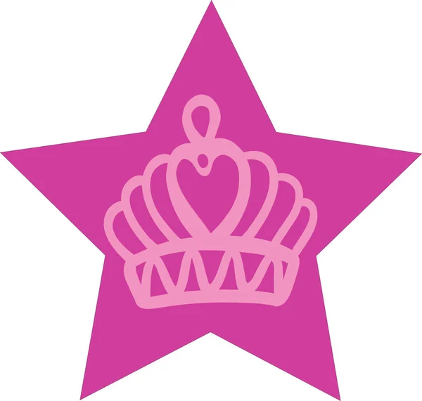 Barbiecore Couronne Dessinée Main Vecteur Situé Dans Une Étoile Illustration — Image vectorielle