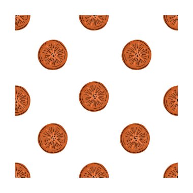 Turuncu, dikişsiz, el çizimi desen. Vektör illüstrasyonu