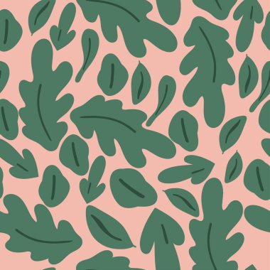 Yeşil, pembe arka planda düz dizayn deseni bırakır. Vektör illüstrasyonu