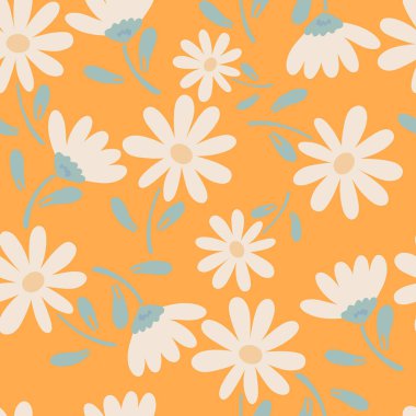 Havalı düz dizayn papatyasız desen. Vektör illüstrasyonu