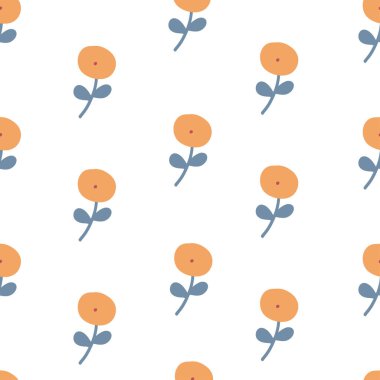 Sarı düz çiçekleri daire içine al. Basit, pürüzsüz desen. Vektör illüstrasyonu