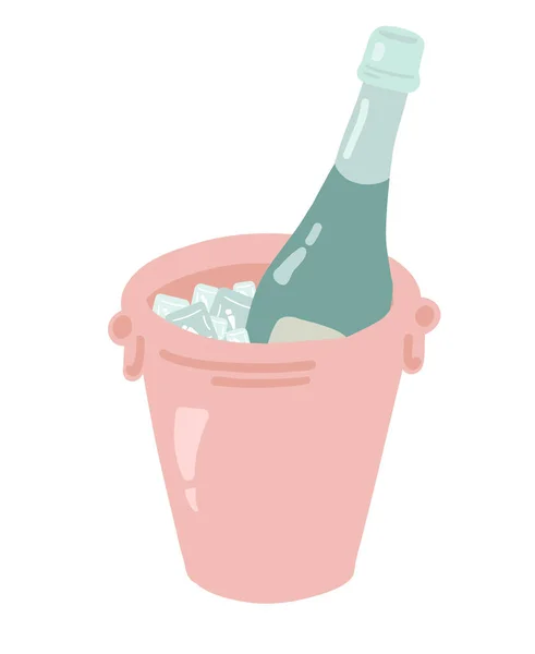 Düz buz küplü Champaign seti. Vektör illüstrasyonu