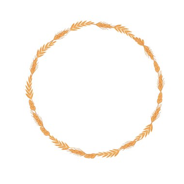 Çerçeve sınır altın çavdar dalları tohumlar düz dizayn. Vektör illüstrasyonu