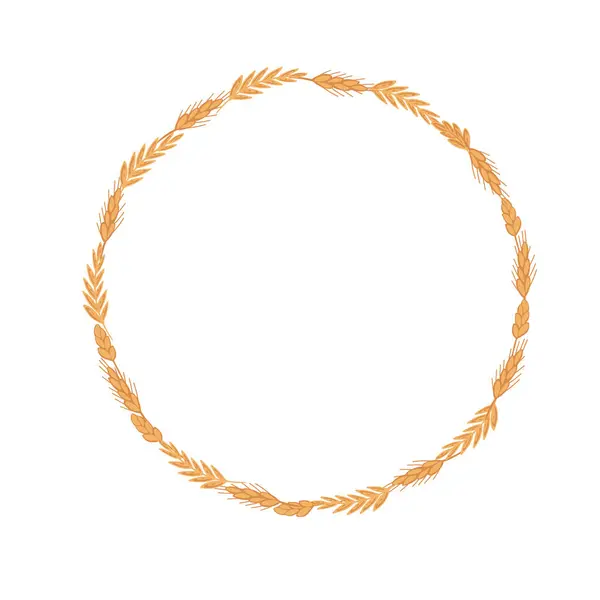 Çerçeve sınır altın çavdar dalları tohumlar düz dizayn. Vektör illüstrasyonu