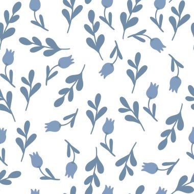 Çan çiçeklerinin düz dizaynı kusursuz desen. Vektör illüstrasyonu