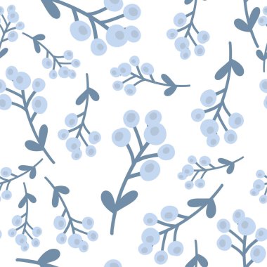 Böğürtlenli düz dizayn, kusursuz desen. Vektör illüstrasyonu