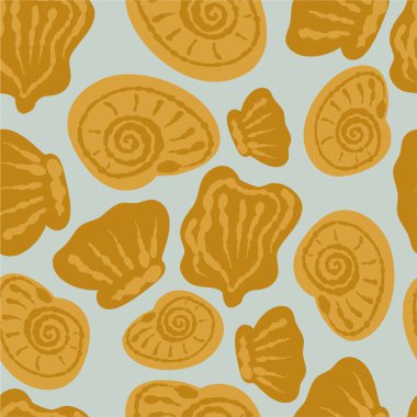 Deniz kabukları düz dizaynsız düz dizayn. Vektör illüstrasyonu