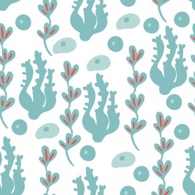 Deniz yosunu desensiz düz dizayn. Vektör illüstrasyonu