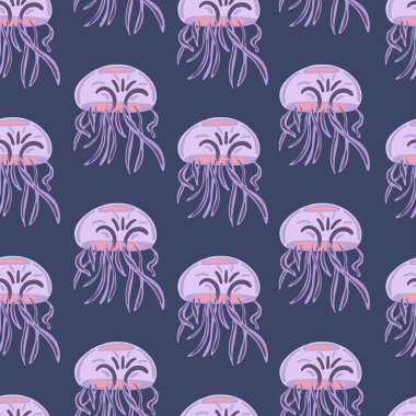 Denizanası düz dizaynlı basit, pürüzsüz desen. Vektör illüstrasyonu