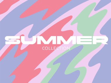 Yaz koleksiyonu posteri. Sıvı düz tasarım. Vektör illüstrasyonu