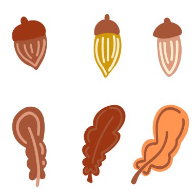 Oak yassı tasarım sonbaharı belirledi. Vektör illüstrasyonu