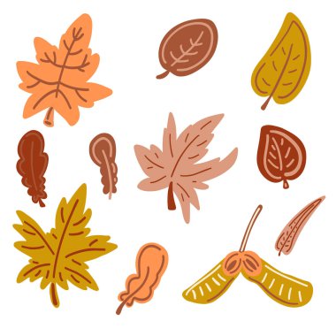 Sonbahar sarı düz dizayn setini terk eder. Vektör illüstrasyonu