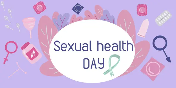 Cinsel Sağlık Günü düz tasarım posteri. Vektör illüstrasyonu