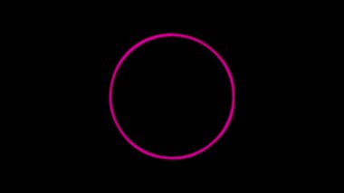 Siyah arka planda izole edilmiş pembe daire şeklinde ses dalgaları. Hat dijital ses dalgası eşitleyicisi. Soyut Soundwave Çemberi. Müzik dalgaları sallanıyor. Dijital Ses Dalga Frekans Çerçevesi