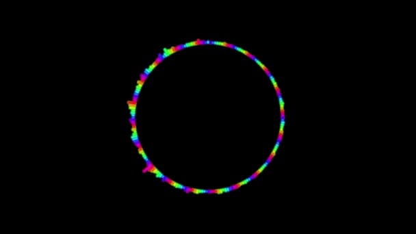 Geluidsgolf Vorm Van Meerkleurige Cirkel Geïsoleerd Zwarte Achtergrond Digitale Geluidsgolf — Stockvideo