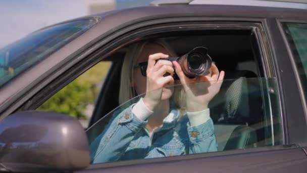 Verborgen Fotograferen Paparazzi Concep Fotograaf Gebruikt Zijn Professionele Camera Fotograaf — Stockvideo