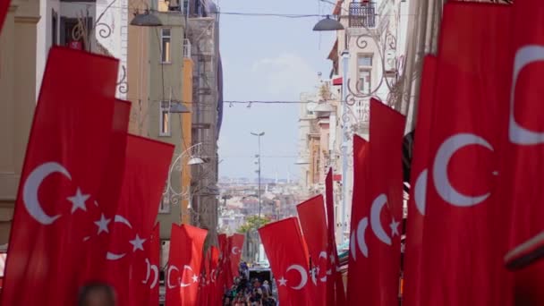 Bendera Turki Merayakan Hari Libur Nasional Turki April Kerajaan Nasional — Stok Video
