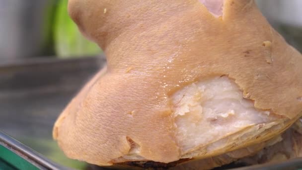 Patata Cerdo Cocida Estofada Cocina China Tailandesa Comida Pierna Parsenok — Vídeos de Stock