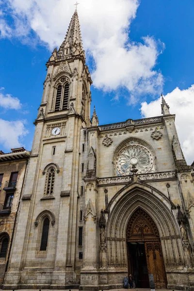 Catedral Bilbao Fachada Principal Torre Estilo Renacimiento Gótico Con Intrincados — Foto de Stock