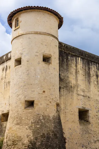 Şato-Vieux şatosunun köşe kulesi, ortaçağ kalesi şu anda şehrin askeri makamlarının karargahı. Bayonne, Pirenes-Atlantik, Fransa.
