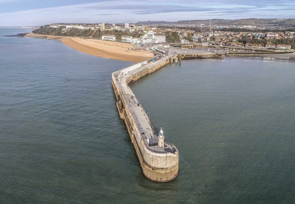 Stock image An aerial view of Folkestone's Harbour Arm and lighthouse.