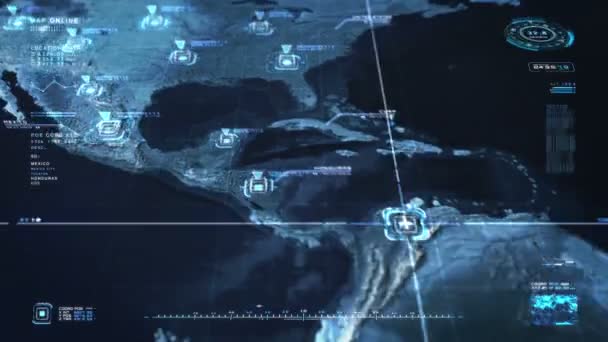 世界地图的未来主义数字扫描 — 图库视频影像