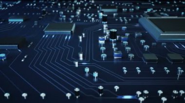 Bir devre kartındaki bileşenler arasında giden veri.