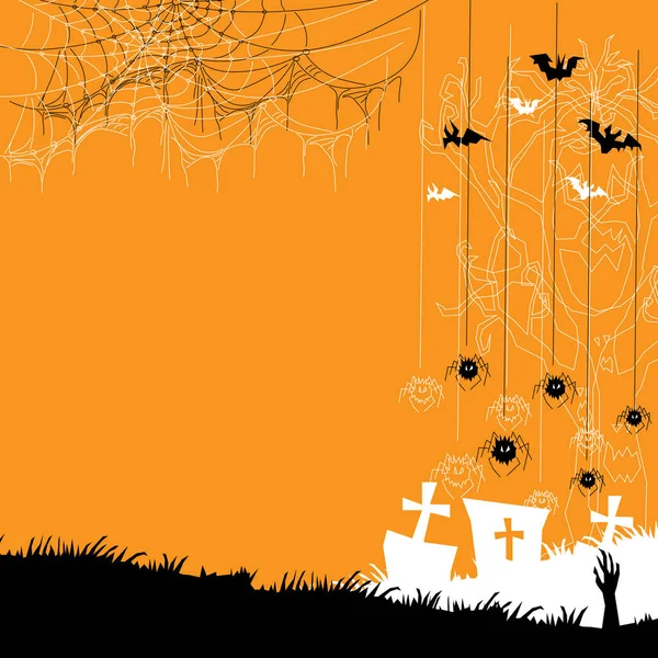 Gruseliger Hintergrund Der Halloween Nacht Mit Kürbissen Und Fliegenden Fledermäusen — Stockvektor