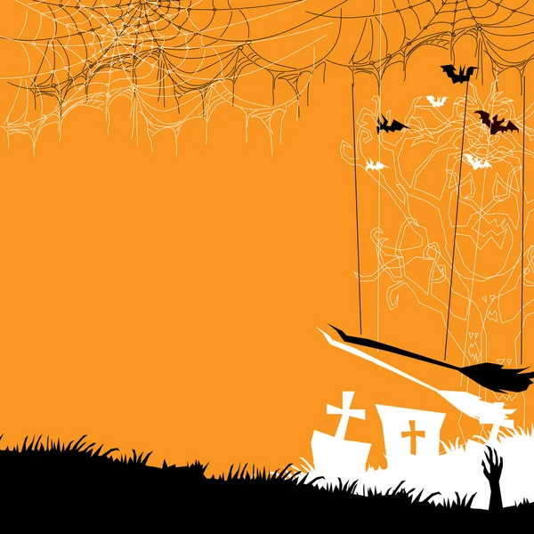 Noche Halloween Espeluznante Fondo Con Calabazas Murciélagos Voladores — Vector de stock