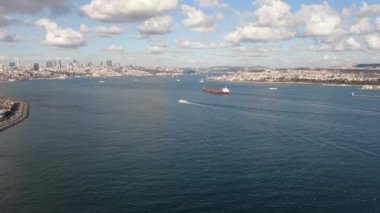 cargo ships passing through the Bosphorus